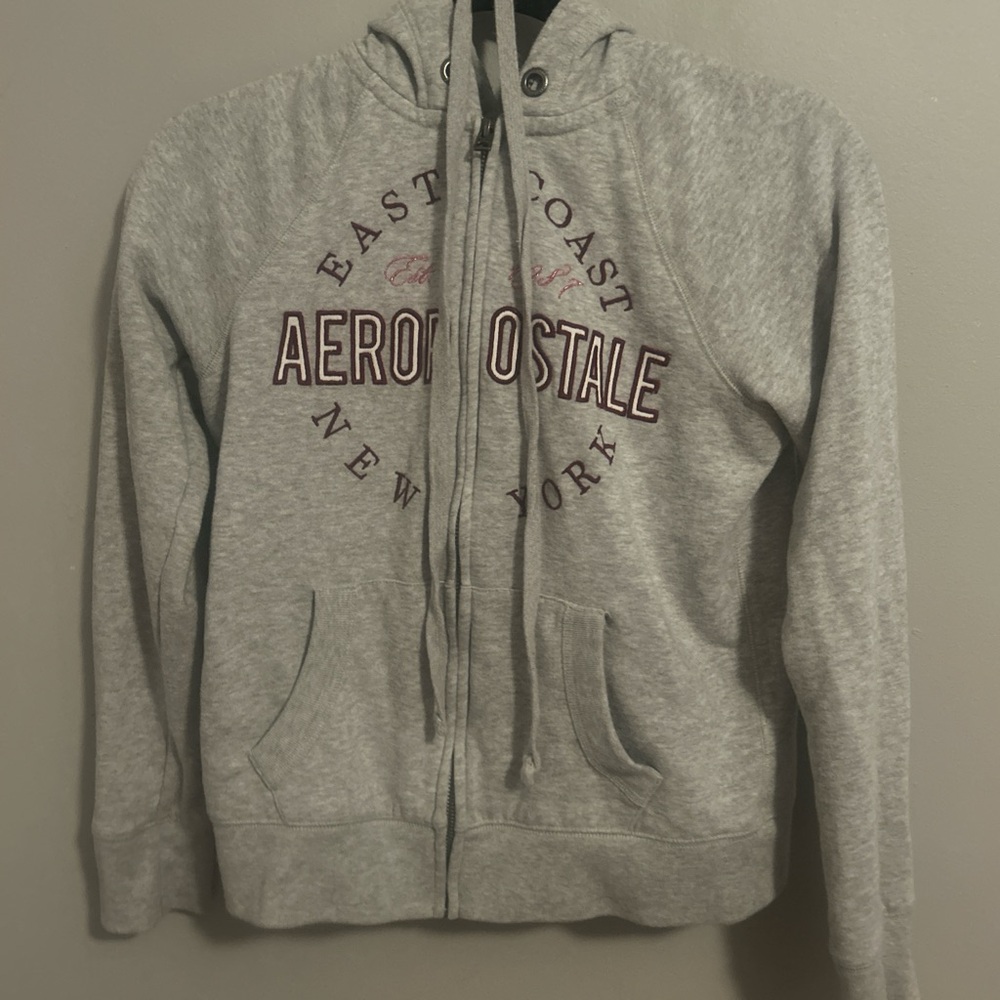 Aeropostale Heather Gray Zip-Up Hoodie